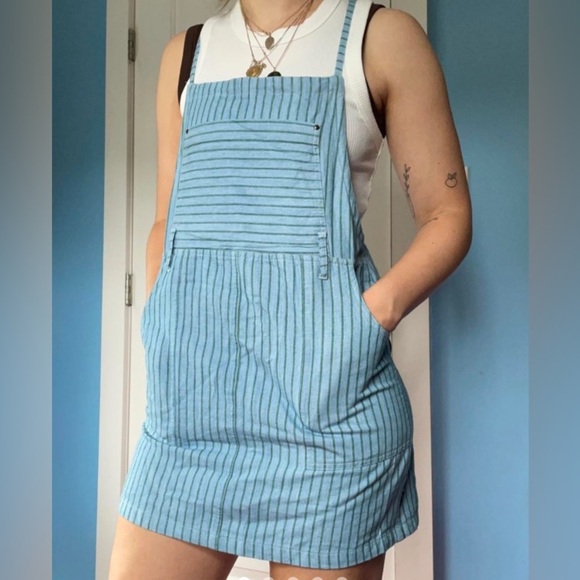 RVCA Striped Overall Style Dress for Women Dungarees Size Medium 10 - Picture 4 of 4